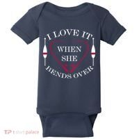 Love It When She Bends Over Funny Fishing Baby Bodysuit thumb 0