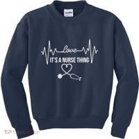 Love It's A Nurse Thing Stethoscop Heartbeat Heart Kids Sweatshirt thumb 0