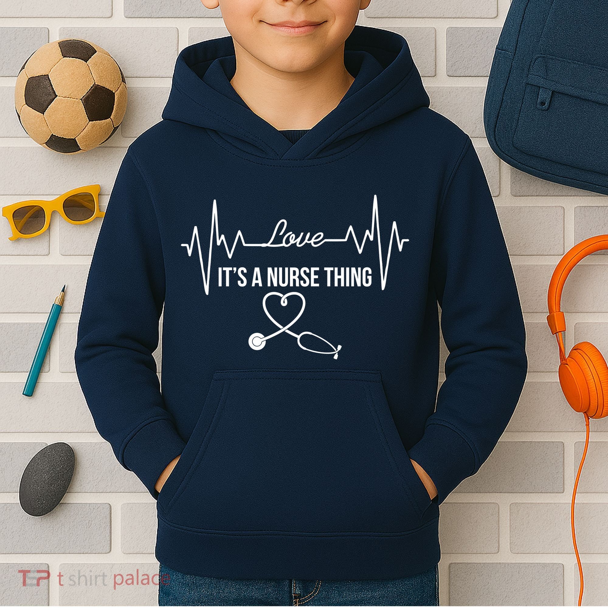 Love It's A Nurse Thing Stethoscop Heartbeat Heart Kids Hoodie