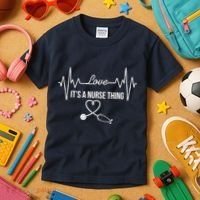 Love It's A Nurse Thing Stethoscop Heartbeat Heart Kids T-Shirt thumb 3
