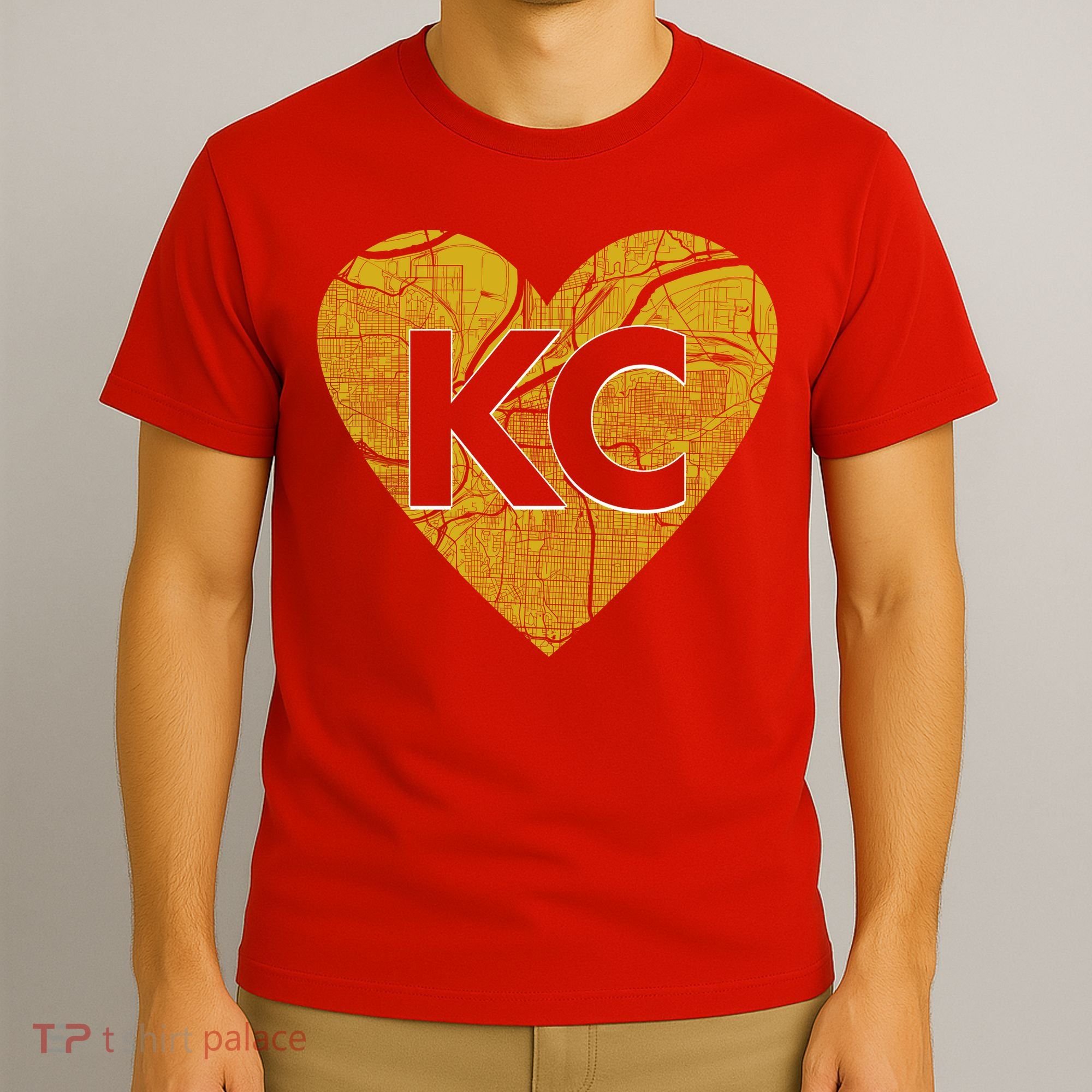 Love Kansas City Football Fan City Map T-Shirt