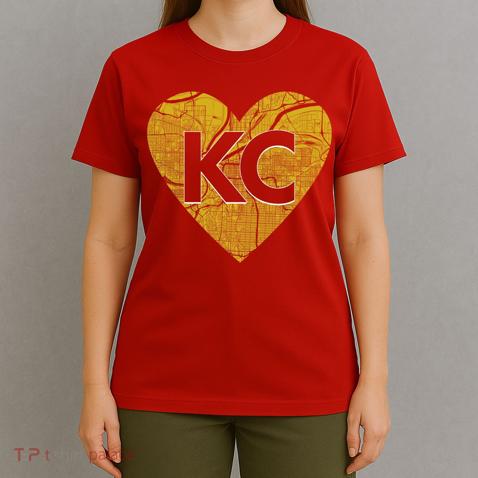 Love Kansas City Football Fan City Map T-Shirt
