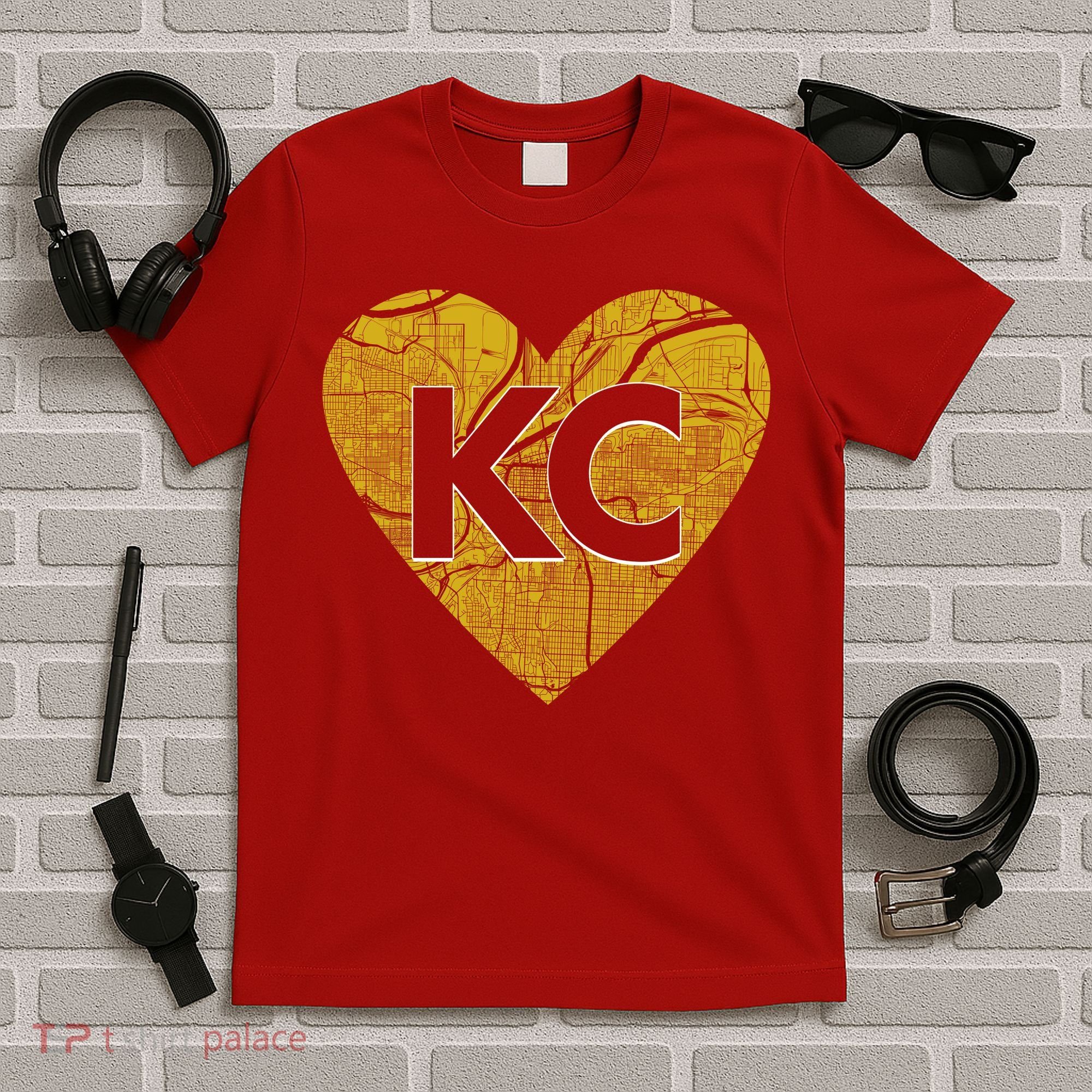 Love Kansas City Football Fan City Map T-Shirt