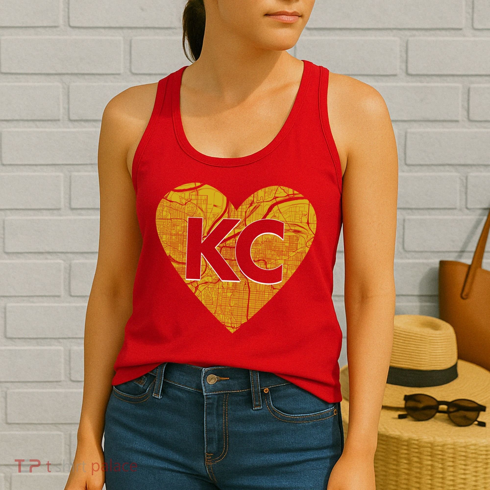 Love Kansas City Football Fan City Map Women's Tank Top