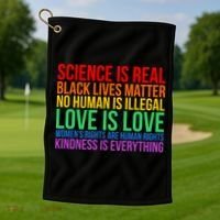 Love Kindness Science Black Lives LGBT Equality Golf Towel thumb 1