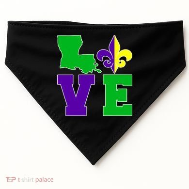 Love Mardi Gras Louisiana USA-Made Doggie Bandana