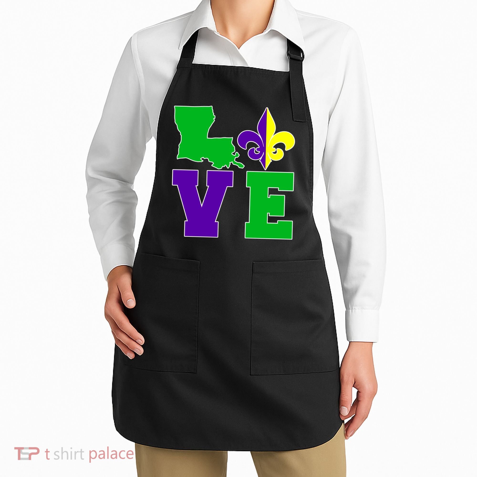 Love Mardi Gras Louisiana Apron