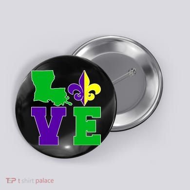 Love Mardi Gras Louisiana Button