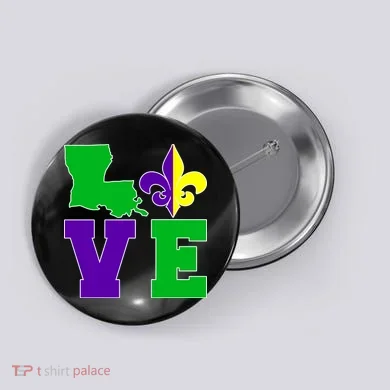 Love Mardi Gras Louisiana Button