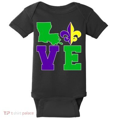 Love Mardi Gras Louisiana Baby Bodysuit