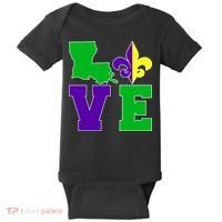 Love Mardi Gras Louisiana Baby Bodysuit thumb 0