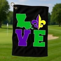Love Mardi Gras Louisiana Golf Towel thumb 1