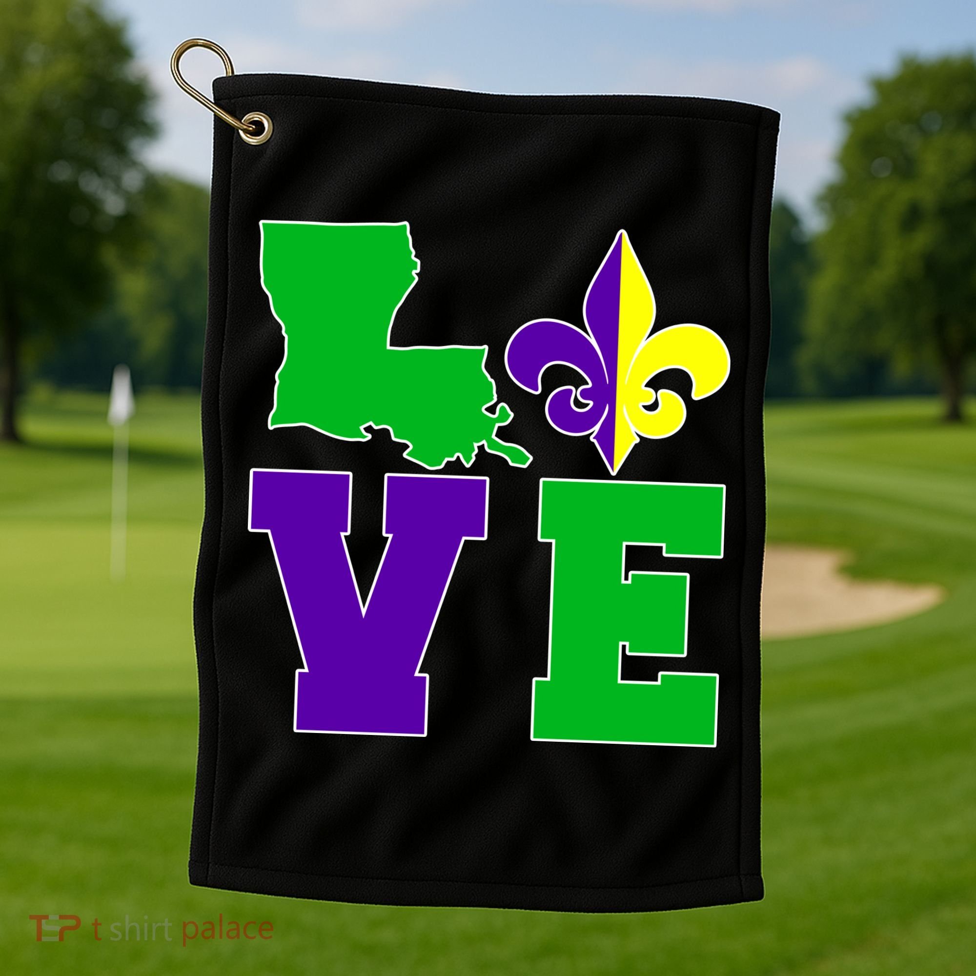 Love Mardi Gras Louisiana Golf Towel
