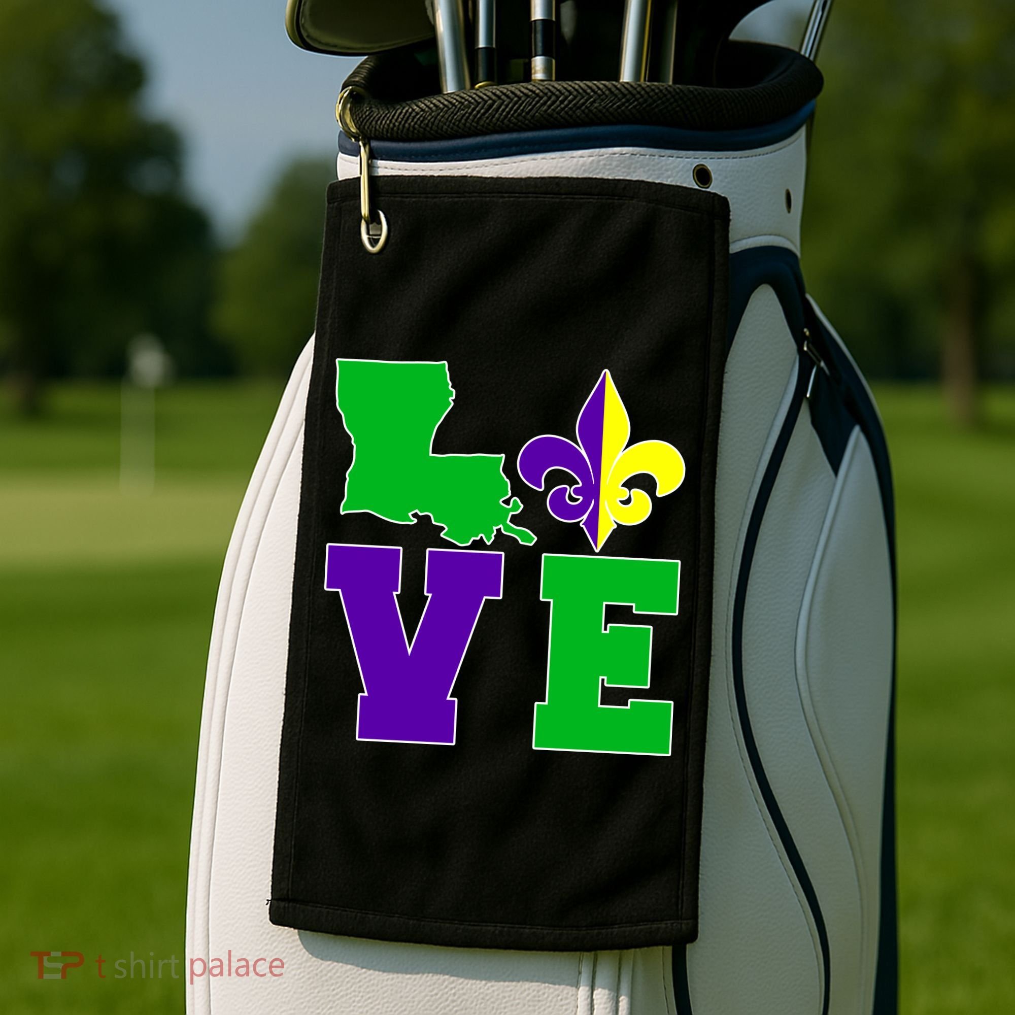 Love Mardi Gras Louisiana Golf Towel
