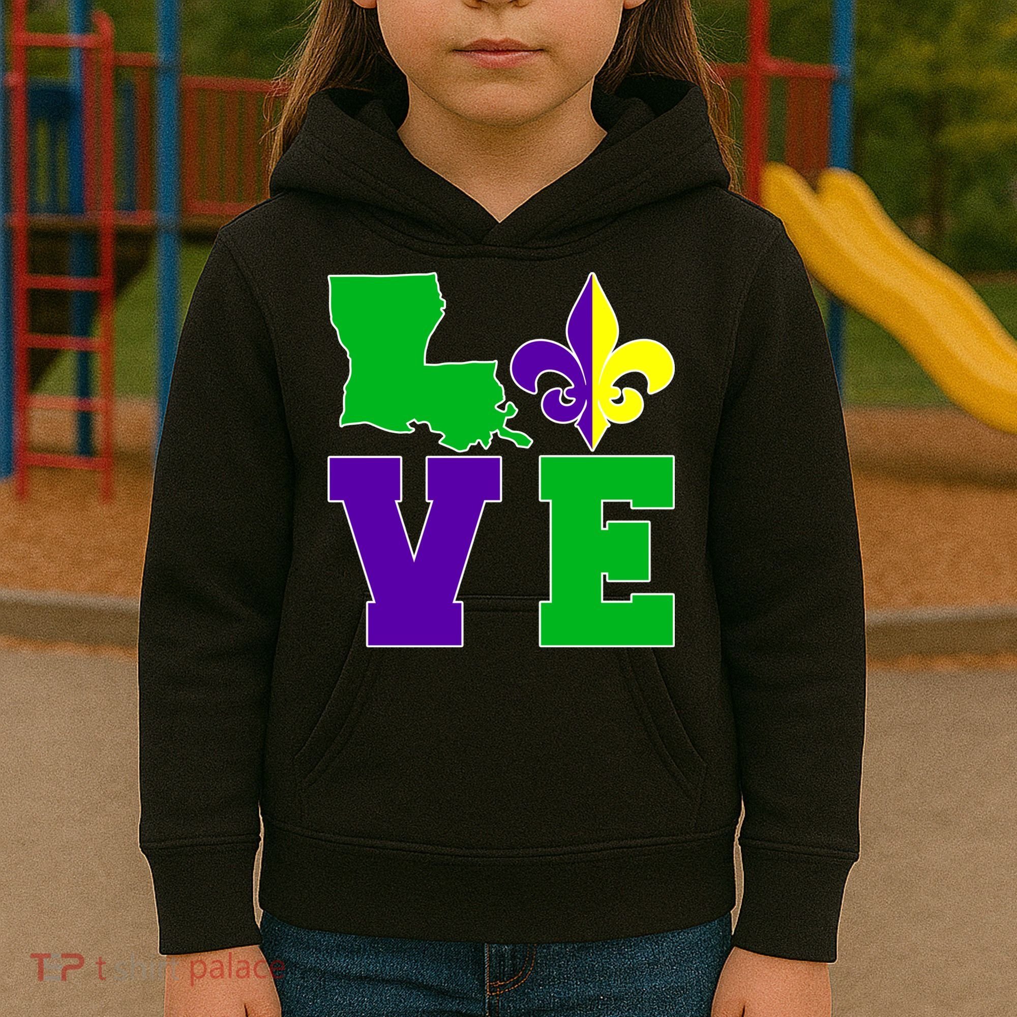 Love Mardi Gras Louisiana Kids Hoodie