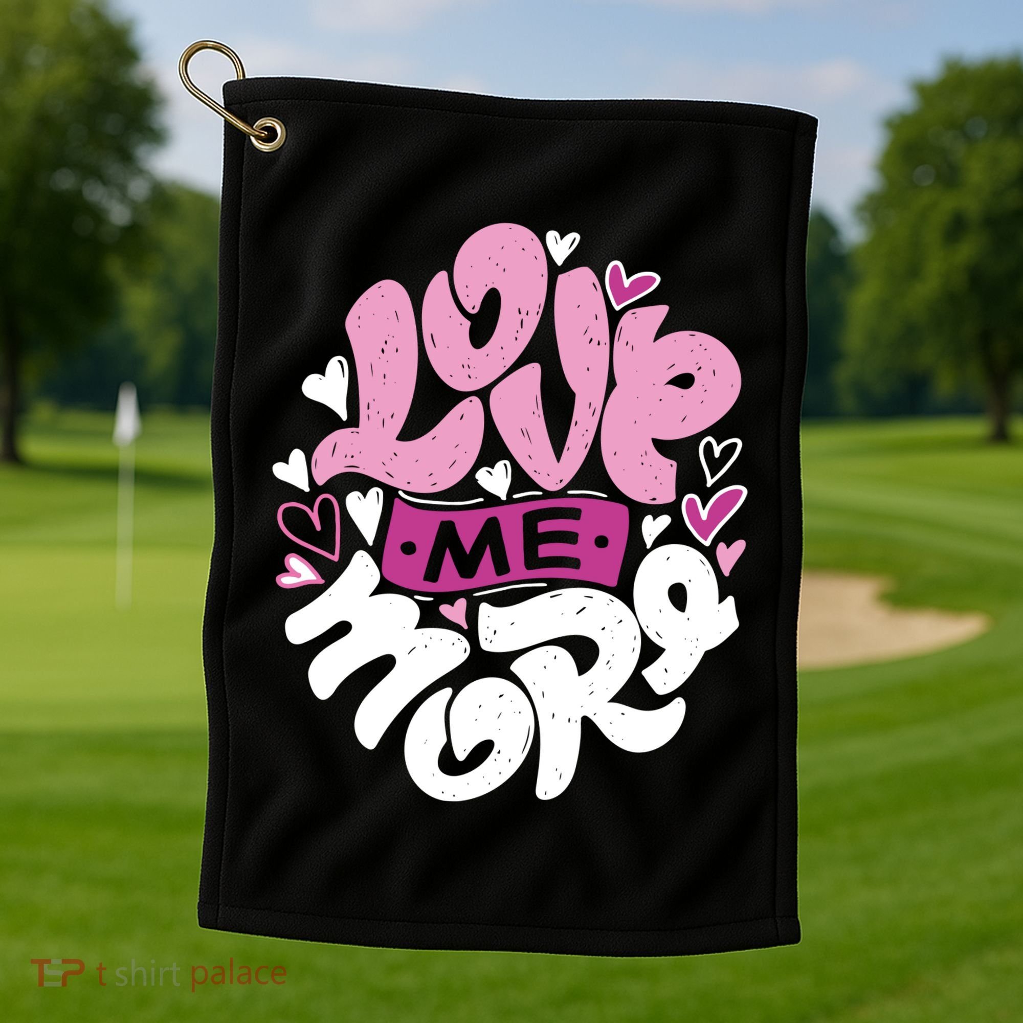 Love Me More Cute Hearts Golf Towel