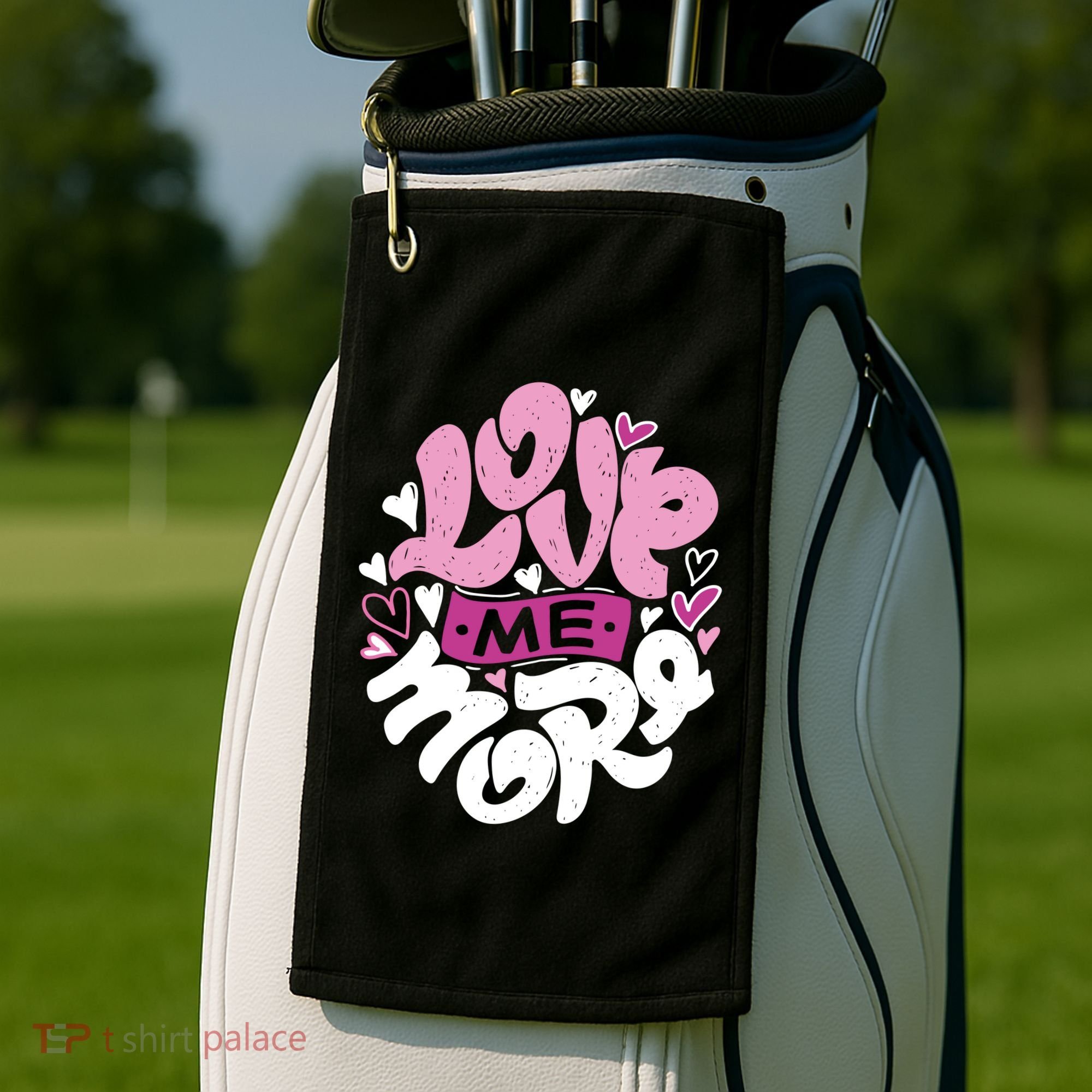 Love Me More Cute Hearts Golf Towel