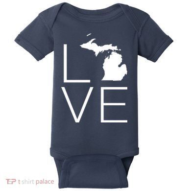 Love Michigan Baby Bodysuit