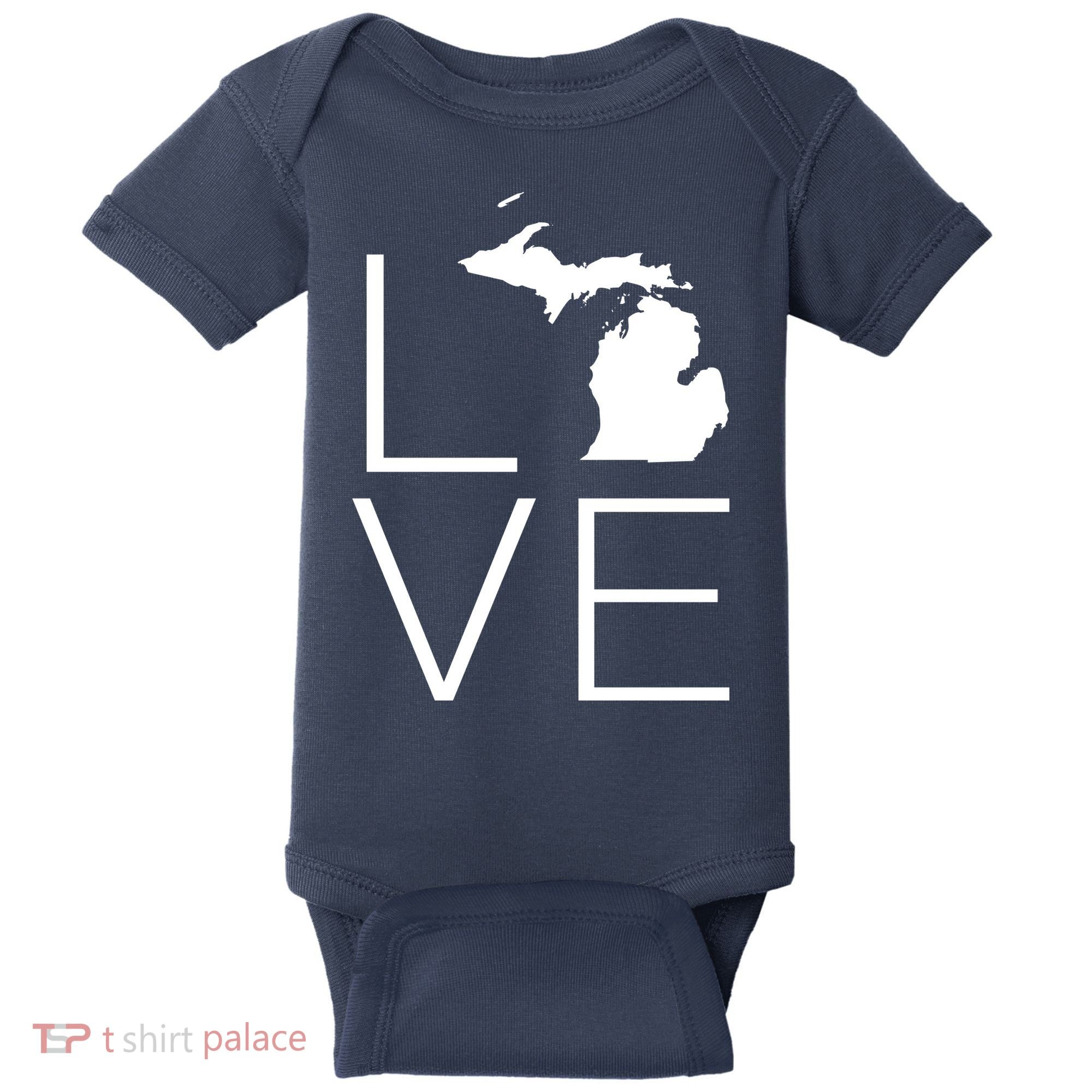 Love Michigan Baby Bodysuit