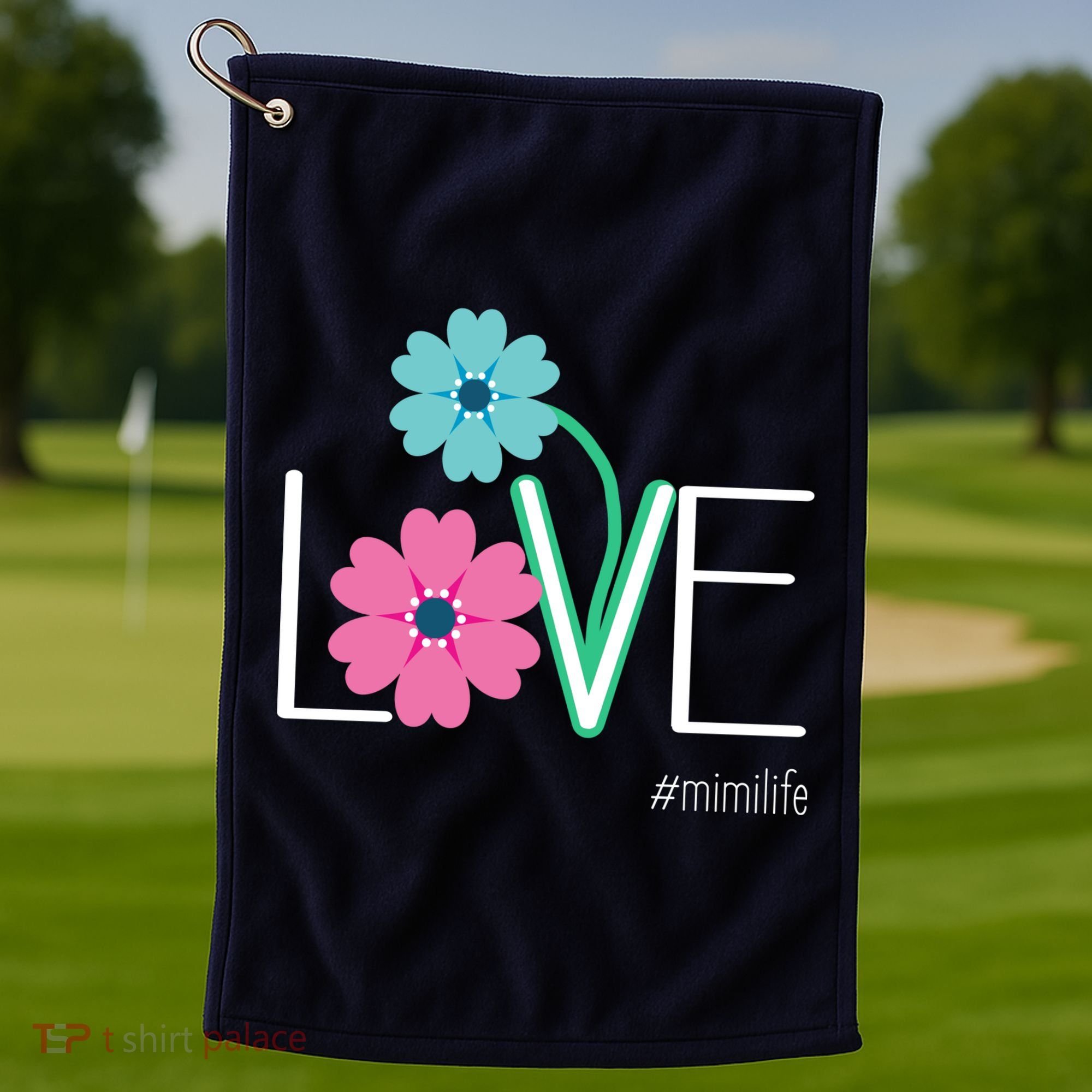 Love Mimi Flower MimiLife Golf Towel