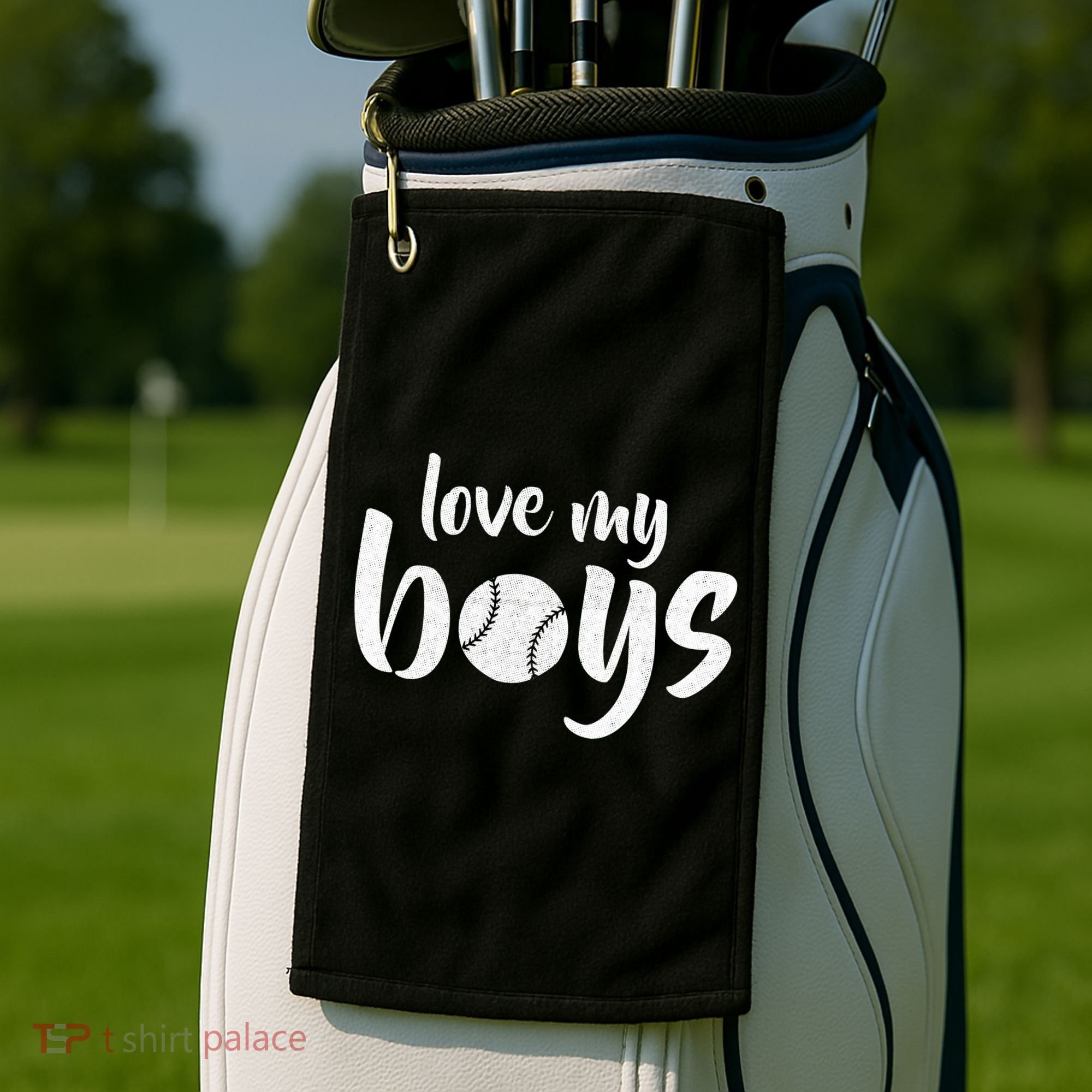 Love My Boys Baseball Mom Golf Towel