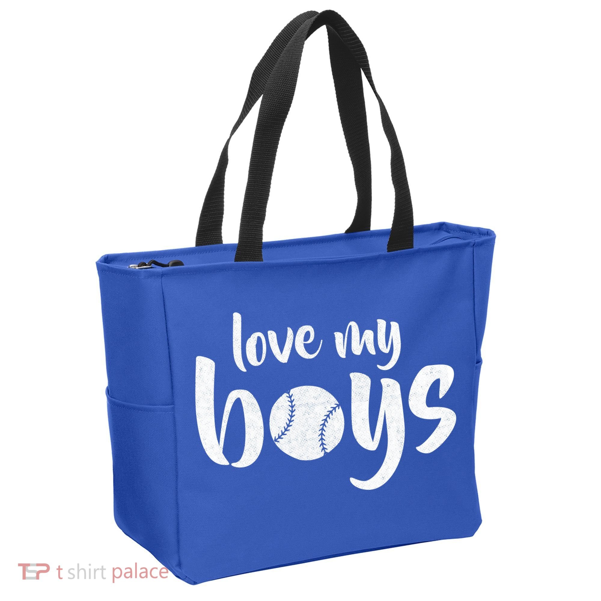 Love My Boys Baseball Mom Tote Bag