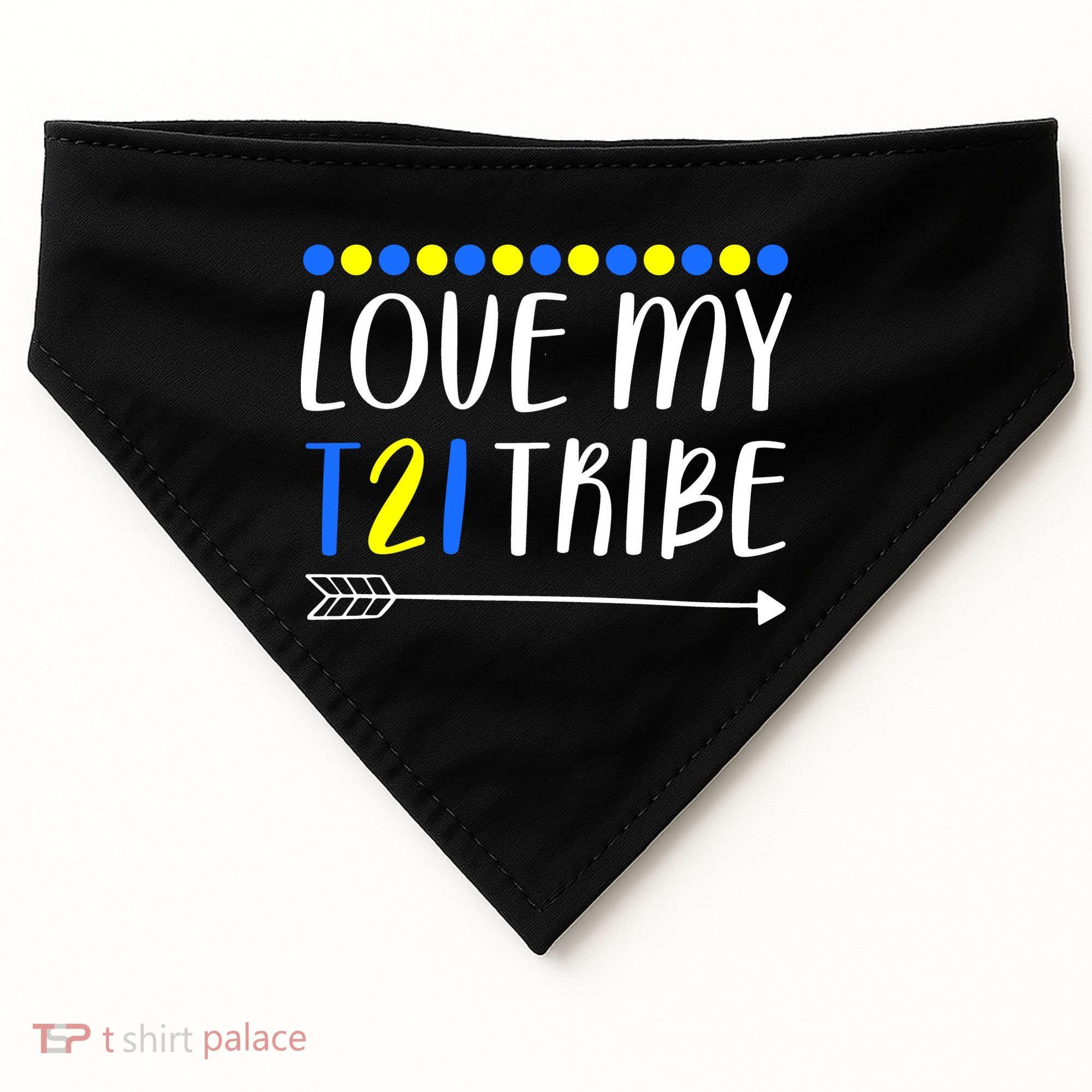 Love My T21 Tribe Down Syndrome Arrow USA-Made Doggie Bandana