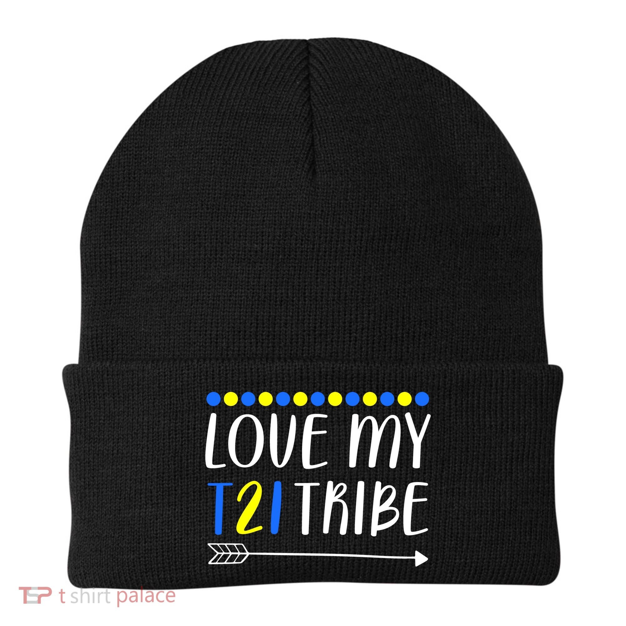Love My T21 Tribe Down Syndrome Arrow Beanie