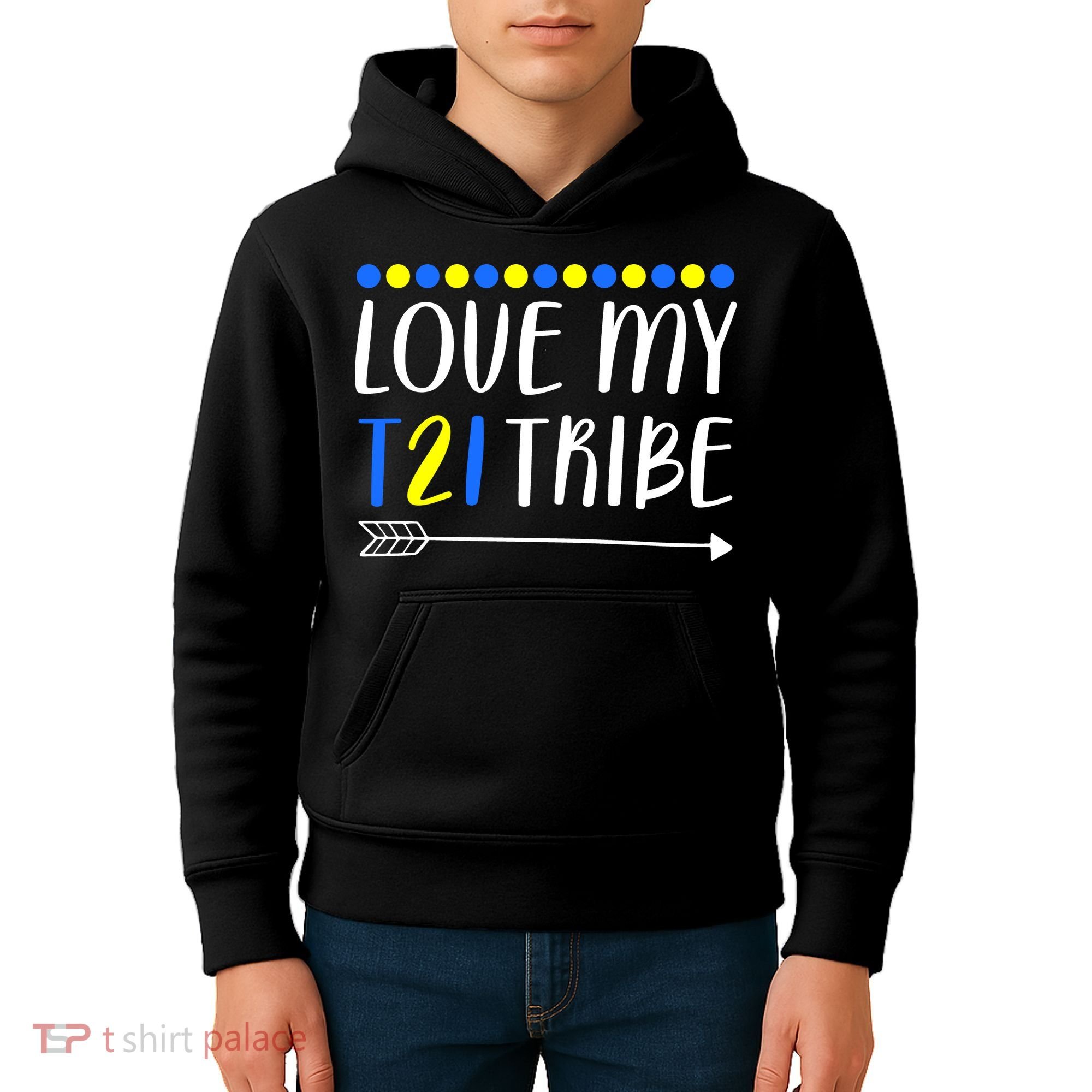 Love My T21 Tribe Down Syndrome Arrow Kids Hoodie