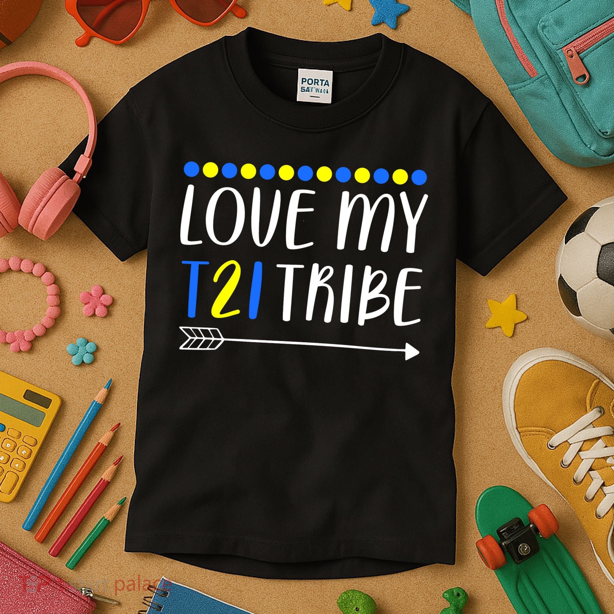 Love My T21 Tribe Down Syndrome Arrow Kids T-Shirt