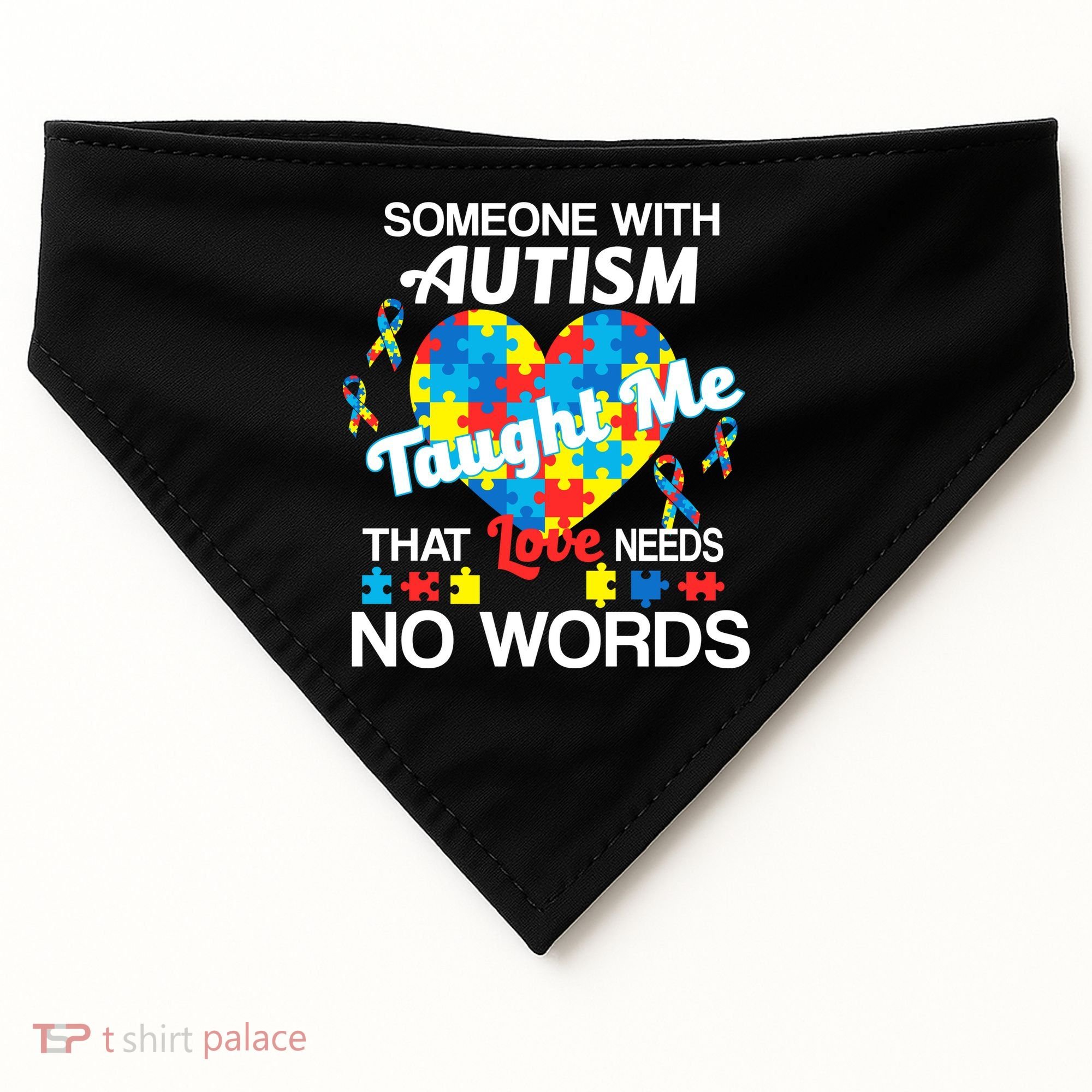 Love Needs No Words Autism Awareness  USA-Made Doggie Bandana