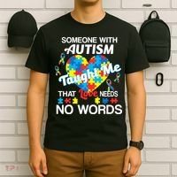 Love Needs No Words Autism Awareness  T-Shirt thumb 6
