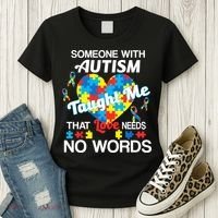 Love Needs No Words Autism Awareness  Women's T-Shirt thumb 3