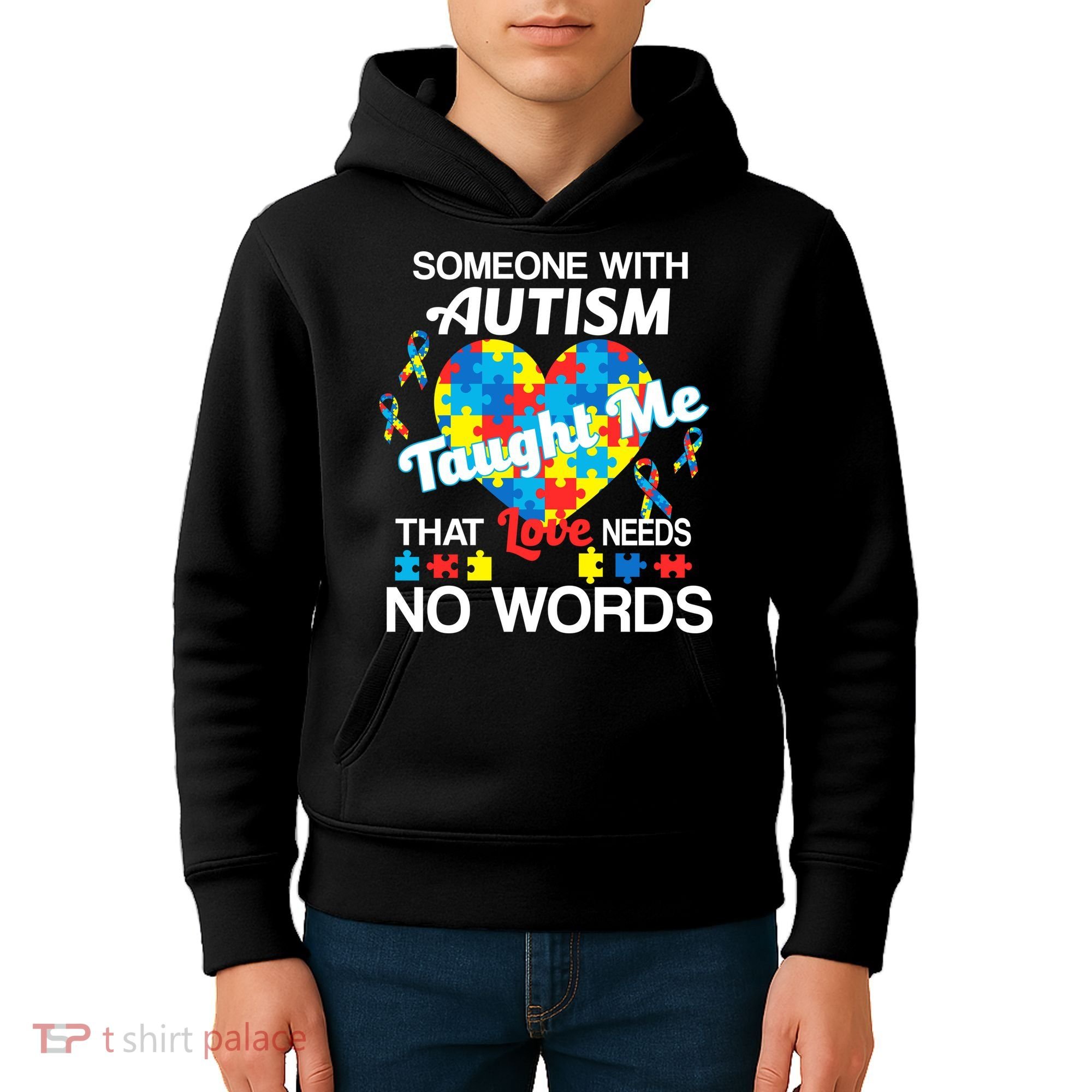 Love Needs No Words Autism Awareness  Kids Hoodie