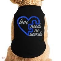 Love Needs No Words Autism Awareness Heart Puzzle Doggie Tank thumb 0