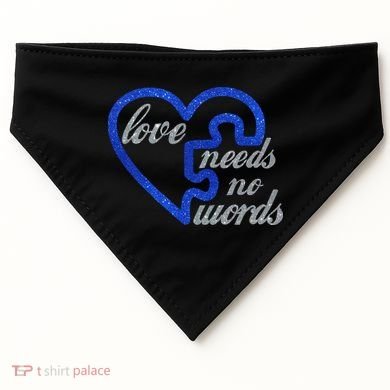 Love Needs No Words Autism Awareness Heart Puzzle USA-Made Doggie Bandana