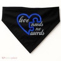 Love Needs No Words Autism Awareness Heart Puzzle USA-Made Doggie Bandana thumb 0
