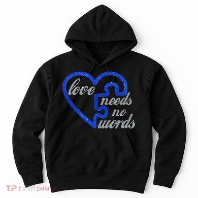 Love Needs No Words Autism Awareness Heart Puzzle Hoodie