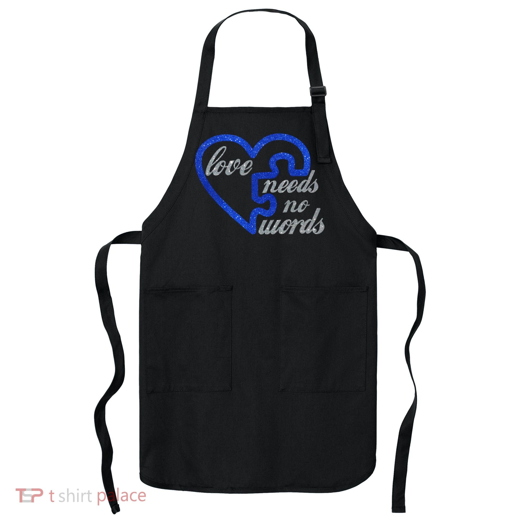 Love Needs No Words Autism Awareness Heart Puzzle Apron