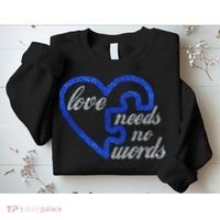 Love Needs No Words Autism Awareness Heart Puzzle Sweatshirt thumb 2