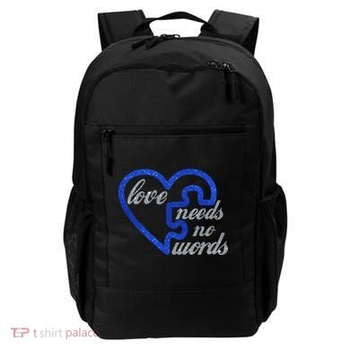 Love Needs No Words Autism Awareness Heart Puzzle Backpack