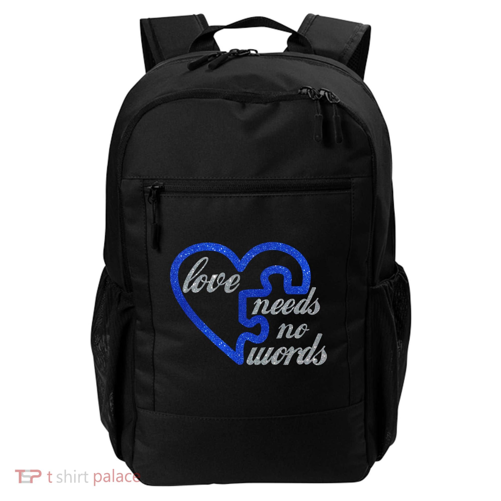 Love Needs No Words Autism Awareness Heart Puzzle Backpack