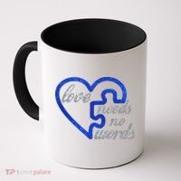 Love Needs No Words Autism Awareness Heart Puzzle Coffee Mug thumb 0
