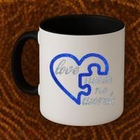 Love Needs No Words Autism Awareness Heart Puzzle Coffee Mug thumb 2