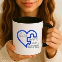 Love Needs No Words Autism Awareness Heart Puzzle Coffee Mug thumb 3