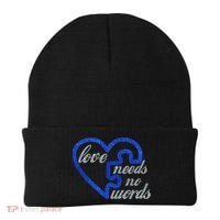 Love Needs No Words Autism Awareness Heart Puzzle Beanie thumb 0