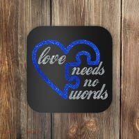 Love Needs No Words Autism Awareness Heart Puzzle Coaster thumb 0
