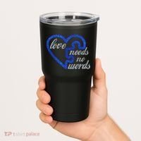 Love Needs No Words Autism Awareness Heart Puzzle Tumbler thumb 2