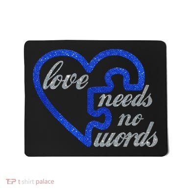 Love Needs No Words Autism Awareness Heart Puzzle Mousepad