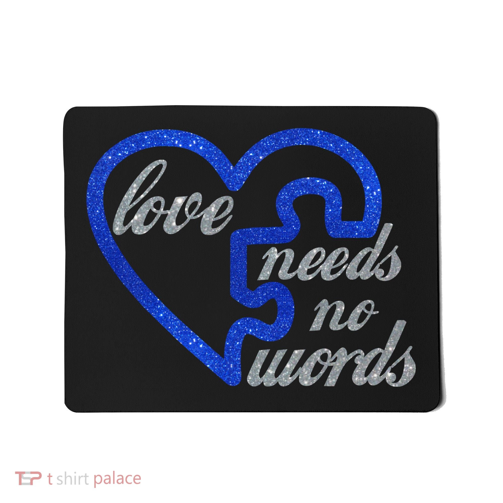 Love Needs No Words Autism Awareness Heart Puzzle Mousepad